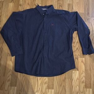Ariat Blue Textured Casual Button Down Shirt